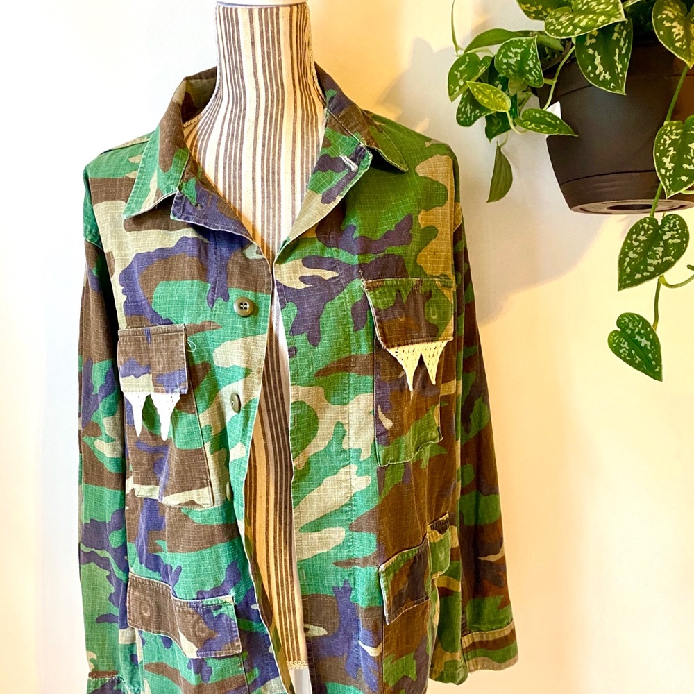 Vintage oversized military camouflage jacket